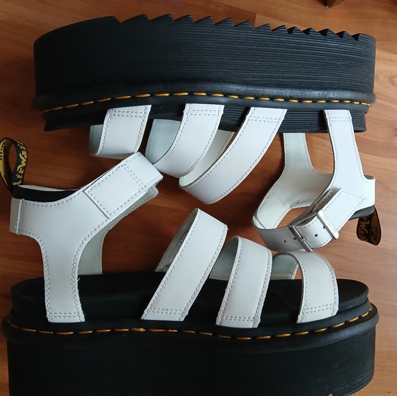 Dr Martens LEATHER PLATFORM SANDA 8 Usa White  new - Picture 2 of 6